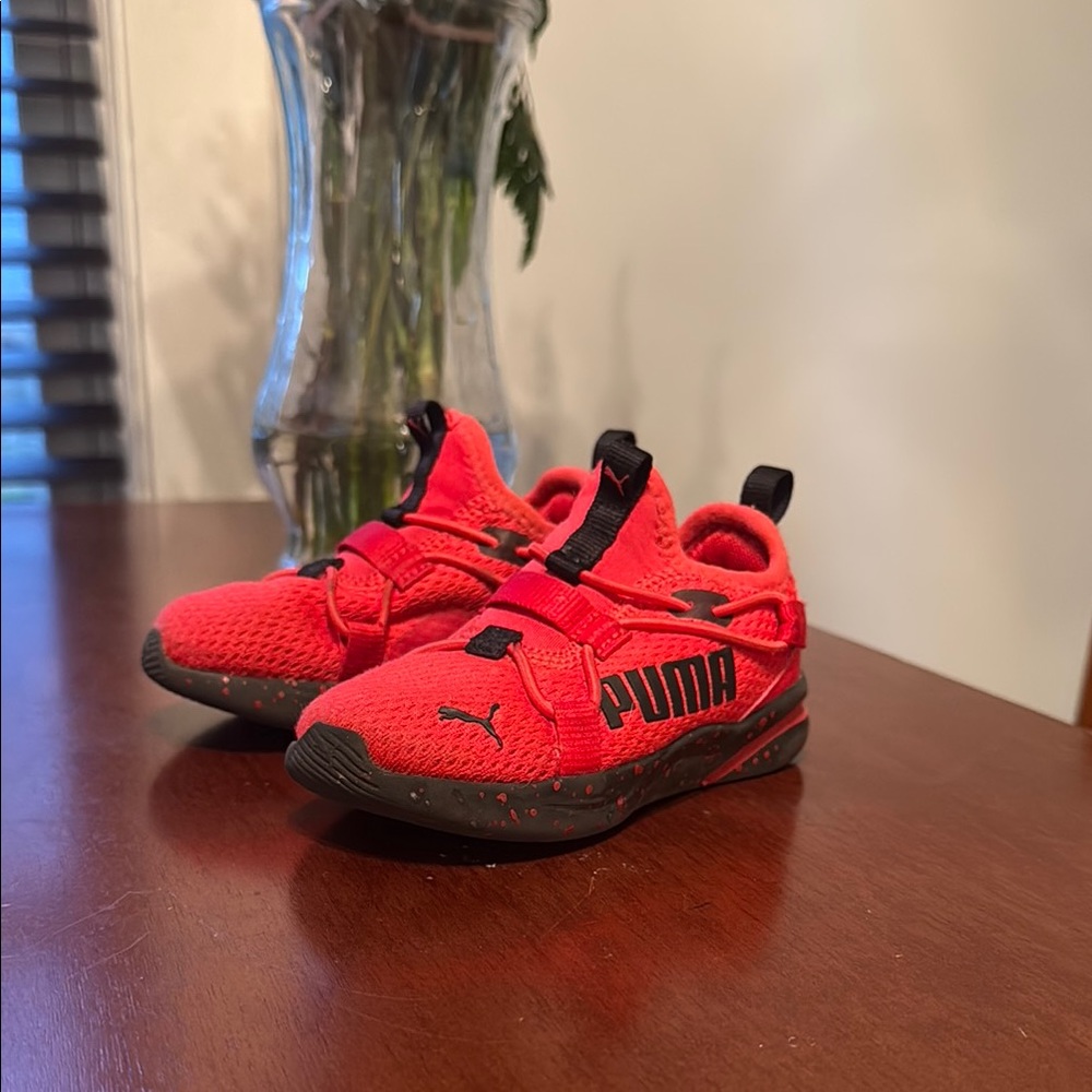 Puma Red and Black Slip-On Sneakers